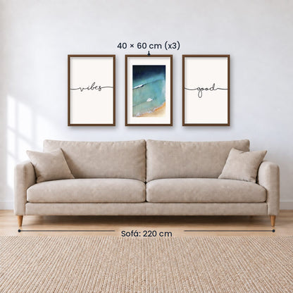 Set x3 Cuadros Decorativos Good Vibes, Playa