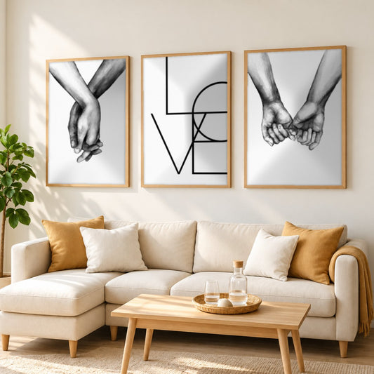 Set x3 Cuadros Decorativos Manos con frase