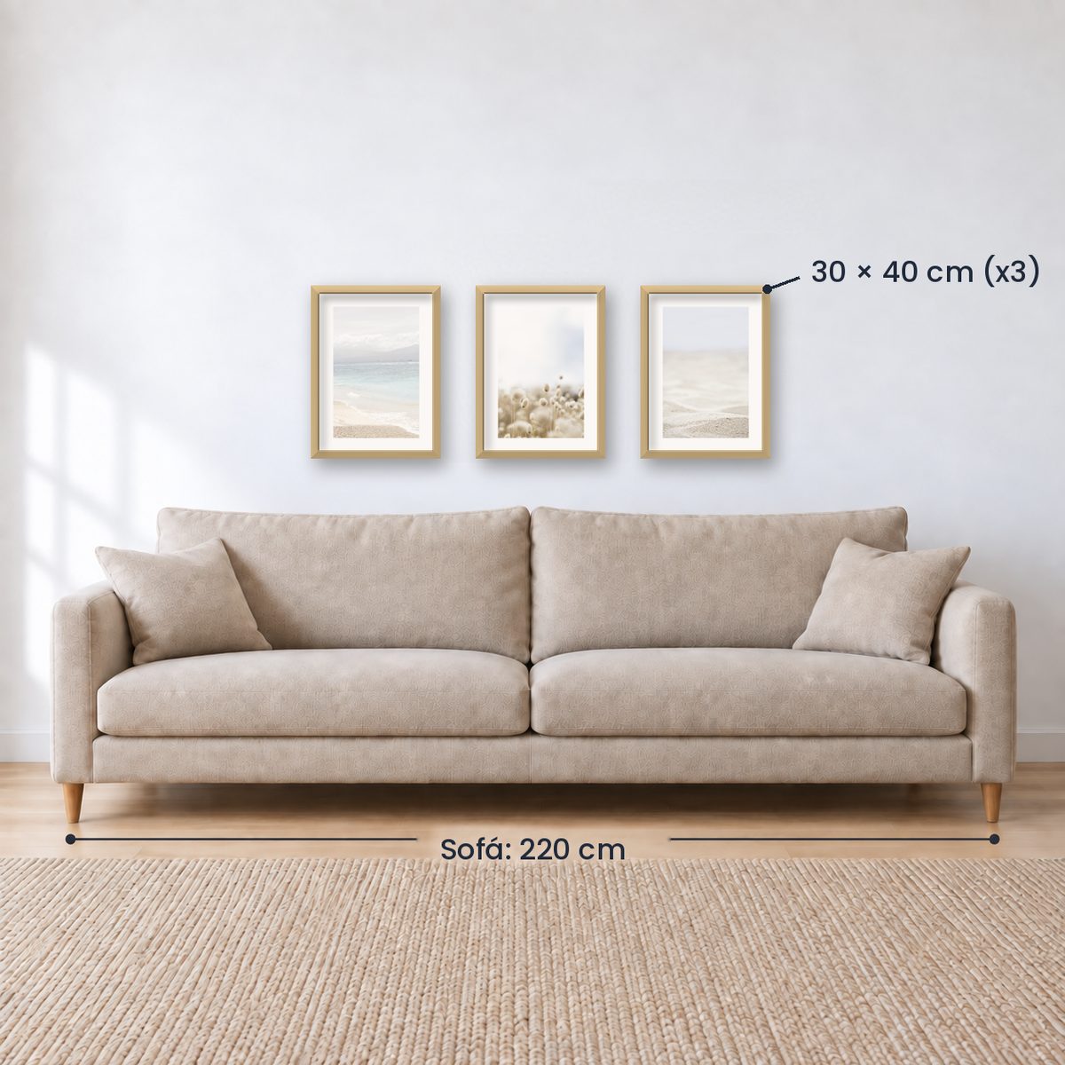 Set x3 Cuadros Decorativos Mar, Azul, Celeste