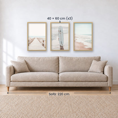 Set x3 Cuadros PLAYA, OLAS, SURF, MAR