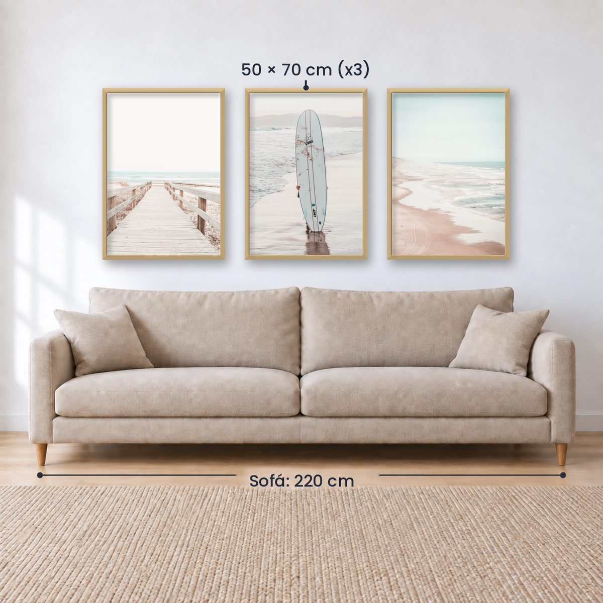 Set x3 Cuadros PLAYA, OLAS, SURF, MAR