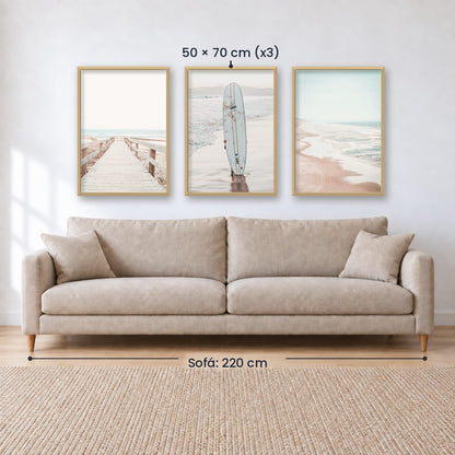 Set x3 Cuadros PLAYA, OLAS, SURF, MAR