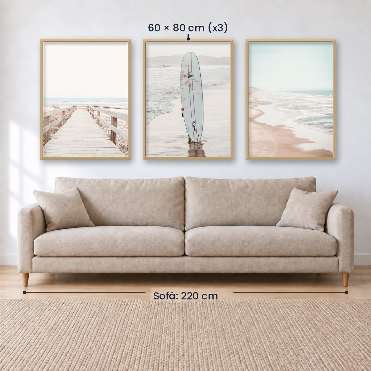 Set x3 Cuadros PLAYA, OLAS, SURF, MAR