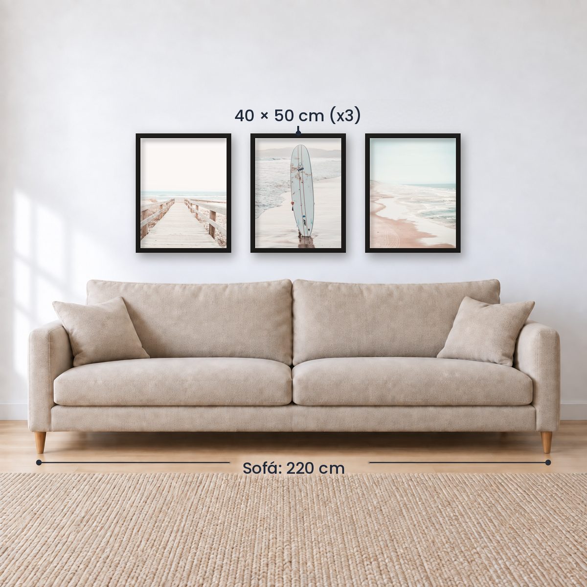 Set x3 Cuadros PLAYA, OLAS, SURF, MAR