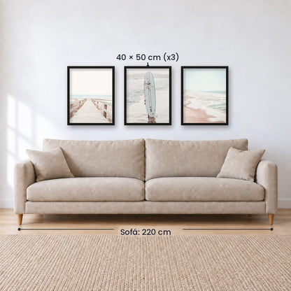 Set x3 Cuadros PLAYA, OLAS, SURF, MAR