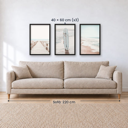 Set x3 Cuadros PLAYA, OLAS, SURF, MAR