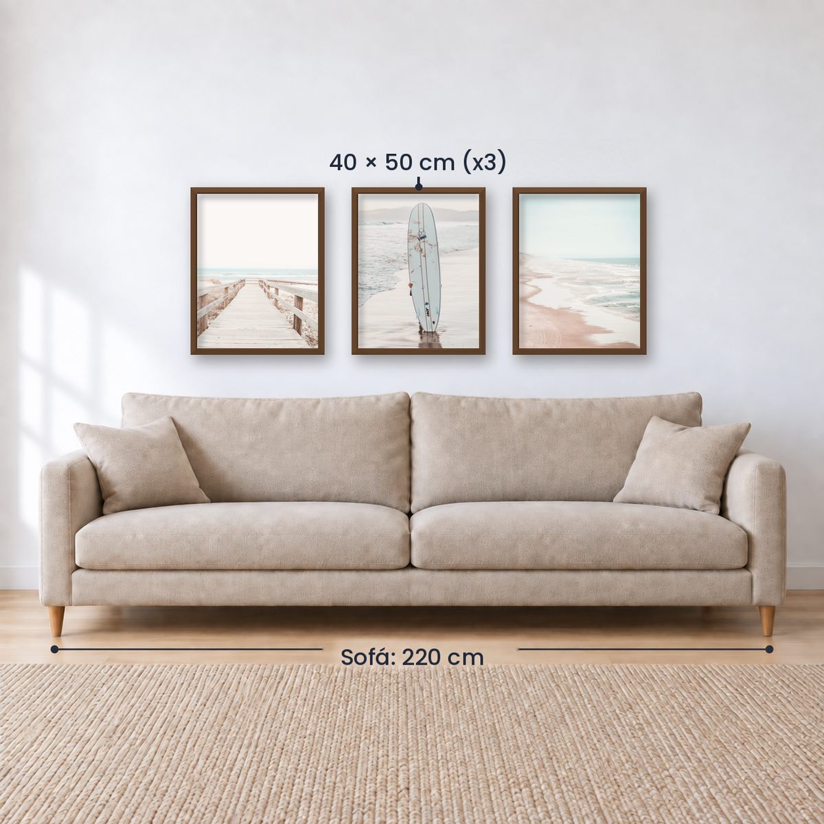 Set x3 Cuadros PLAYA, OLAS, SURF, MAR