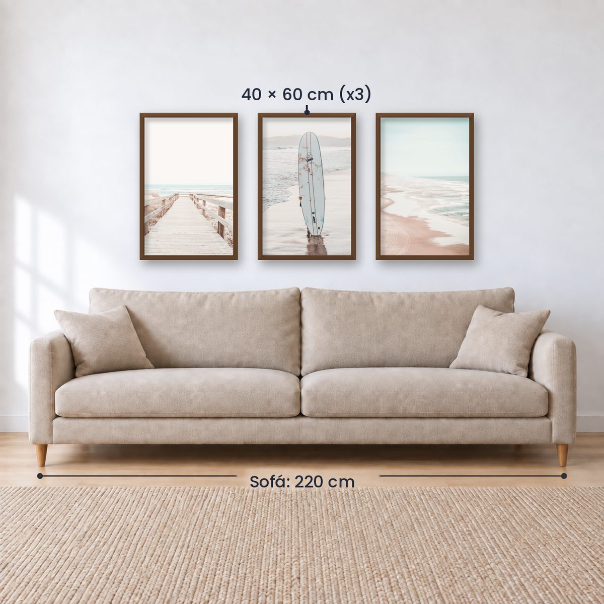 Set x3 Cuadros PLAYA, OLAS, SURF, MAR