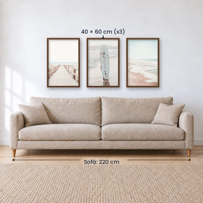 Set x3 Cuadros PLAYA, OLAS, SURF, MAR