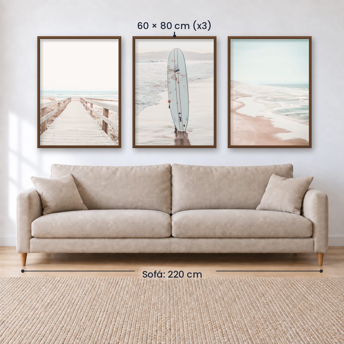 Set x3 Cuadros PLAYA, OLAS, SURF, MAR