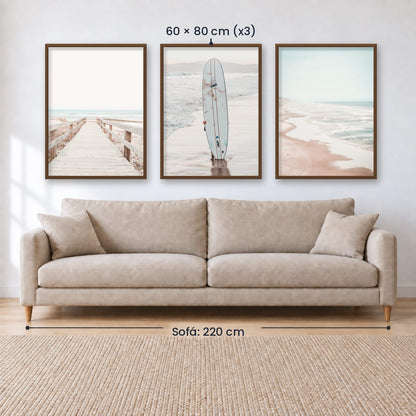 Set x3 Cuadros PLAYA, OLAS, SURF, MAR