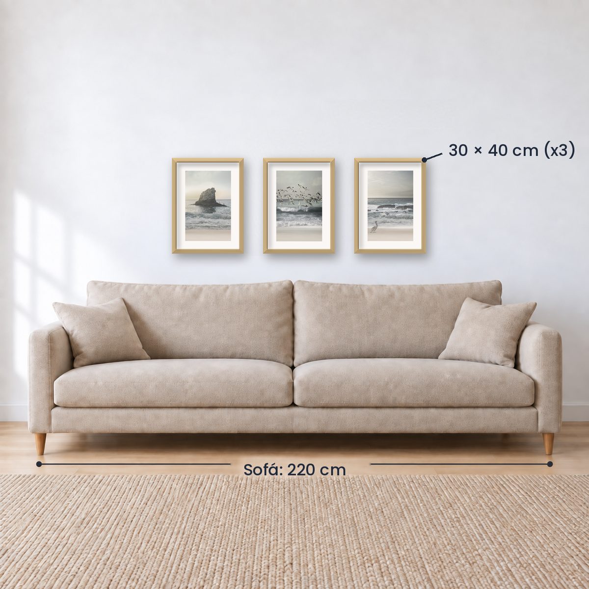 Set x3 Cuadros Decorativos , Roca , Pajaros