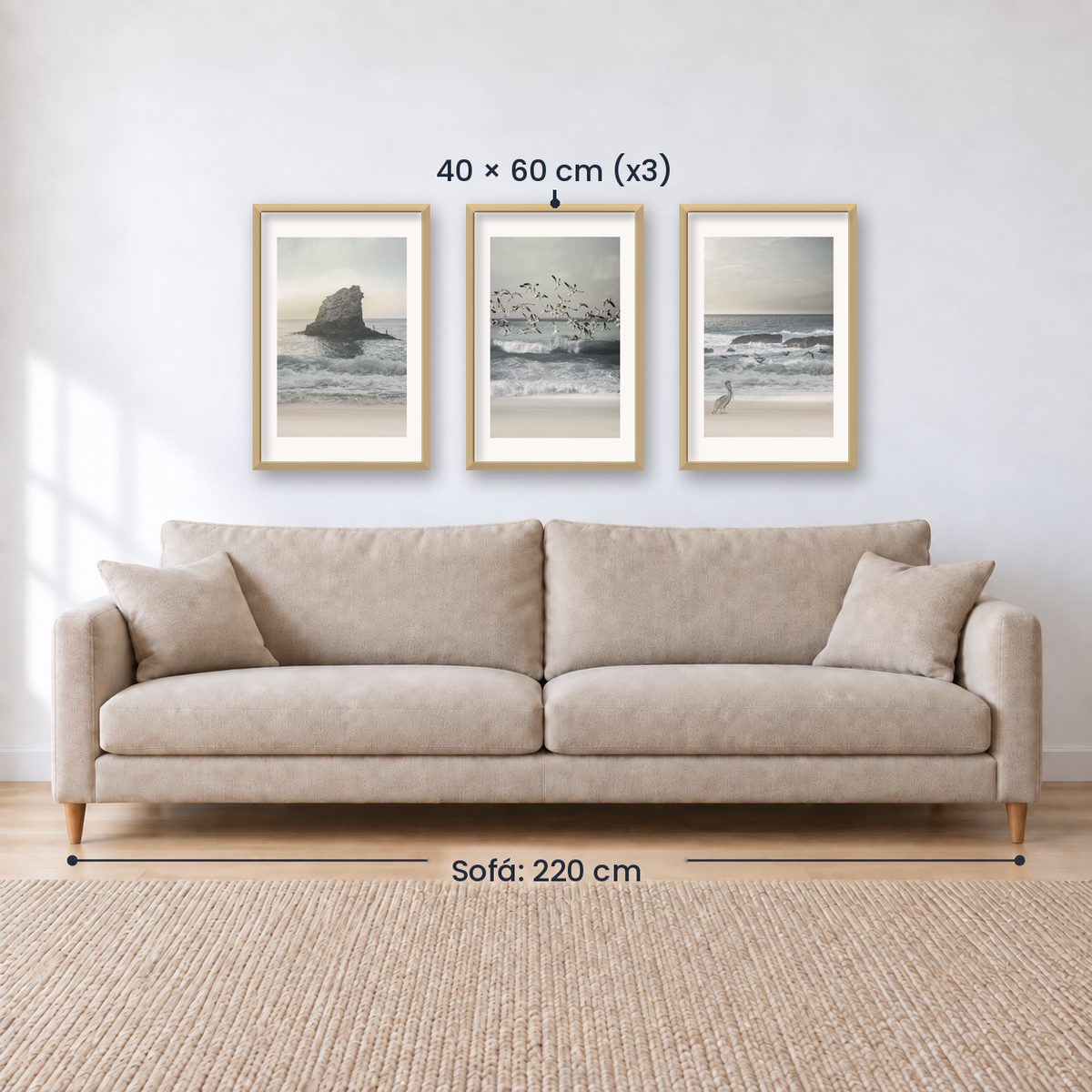 Set x3 Cuadros Decorativos , Roca , Pajaros