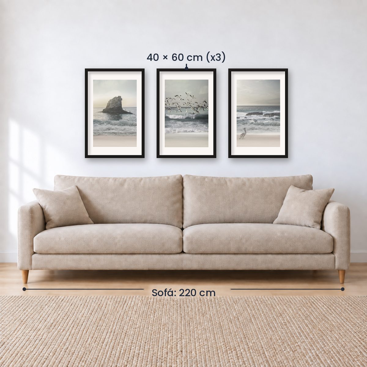 Set x3 Cuadros Decorativos , Roca , Pajaros