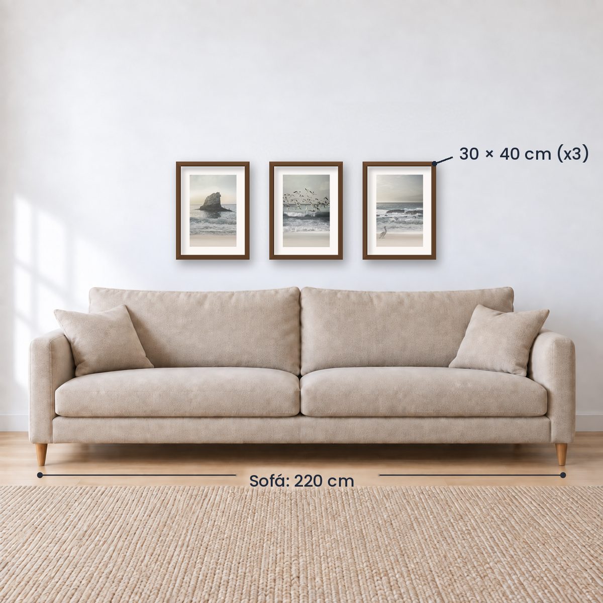 Set x3 Cuadros Decorativos , Roca , Pajaros