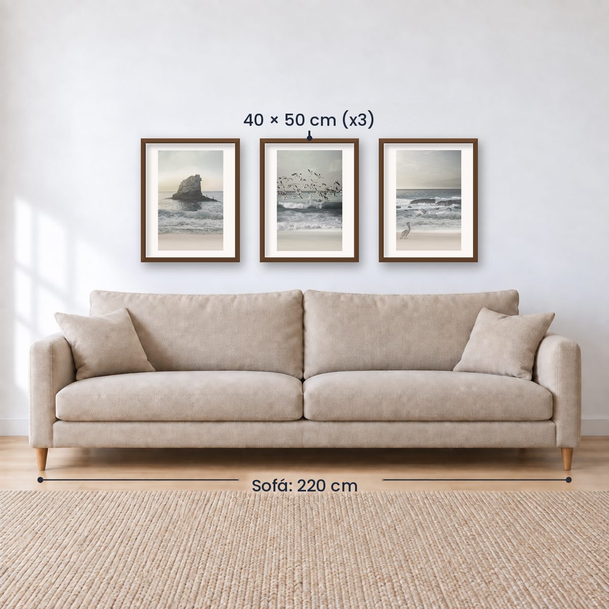 Set x3 Cuadros Decorativos , Roca , Pajaros