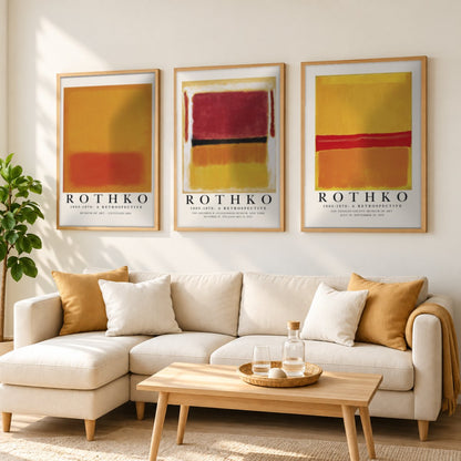 Set x3 Cuadros Rothko Naranja, Rojo