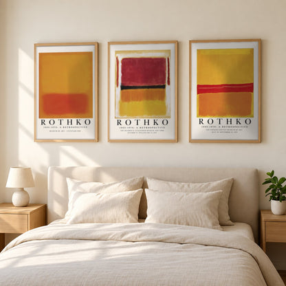 Set x3 Cuadros Rothko Naranja, Rojo