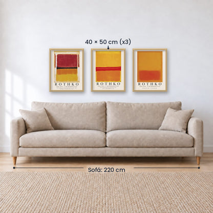 Set x3 Cuadros Rothko Naranja, Rojo