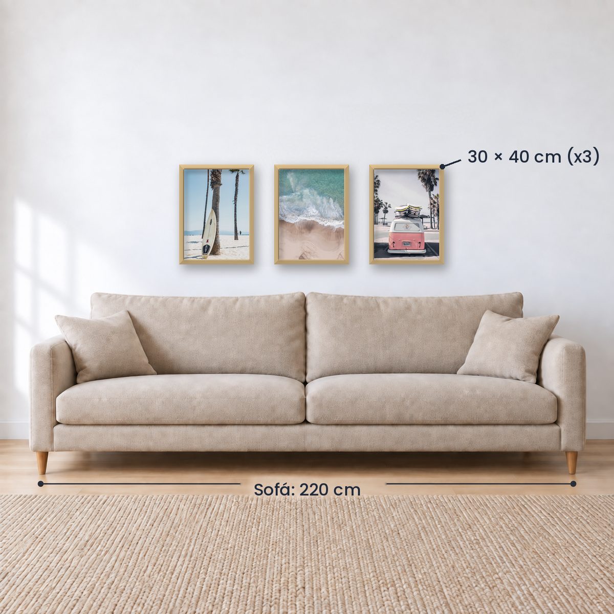Set x3 Cuadros Decorativos Tropical, Paisaje