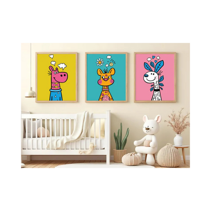 Cuadros Infantiles Jirafas Coloridas