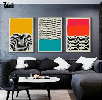 Set x3 Cuadros Abstractos/ amarillo/azul/rojo