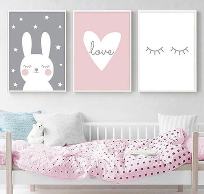 Set x3 Cuadros infantiles rosa
