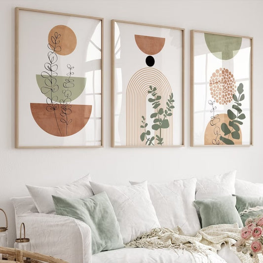 Set x3 Cuadros Abstractos, Boho - Tree House Deco