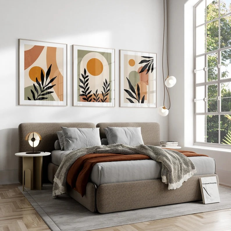 Set x3 Cuadros Abstractos, Boho Plantas - Tree House Deco