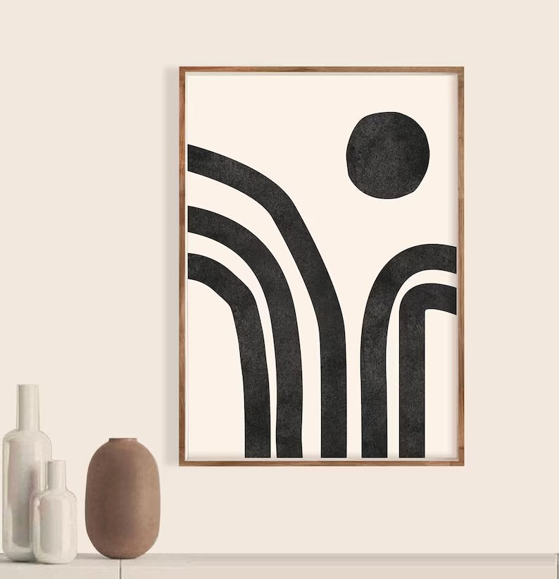 Set x3 Cuadros Abstractos, Paisaje, Blanco y negro - Tree House Deco