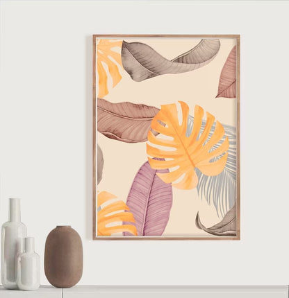 Set x 2 Cuadros abstractos, dorado, boho, monstera, plantas - Tree House Deco