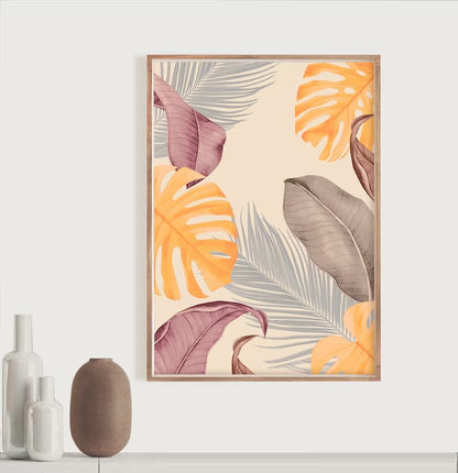 Set x 2 Cuadros abstractos, dorado, boho, monstera, plantas - Tree House Deco