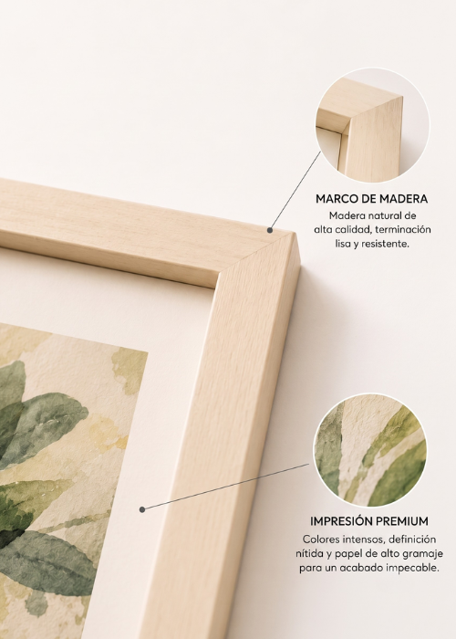 Set x2 Cuadros Botánicos, Plantas, Botanic Vibes XXVIII Marco Natural