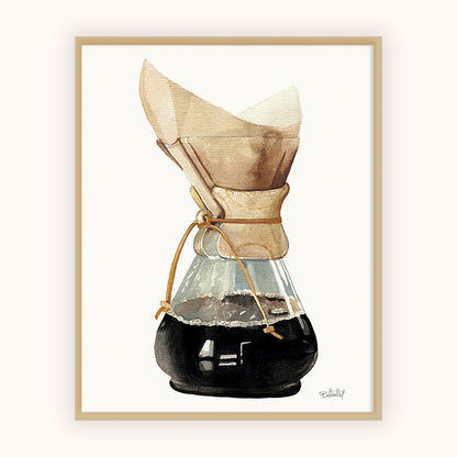 Cuadro decorativo Cafetera Chemex en Acuarelas by Beluulet