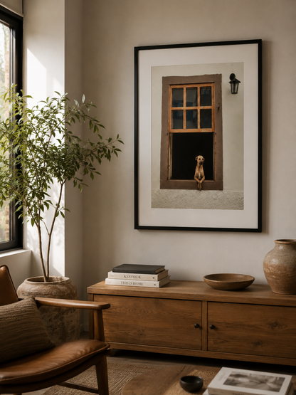 Cuadro Decorativo Moderno Perrito Ventana