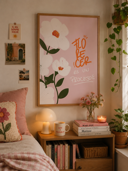 Cuadro Decorativo Moderno Frases Florecer, Flores