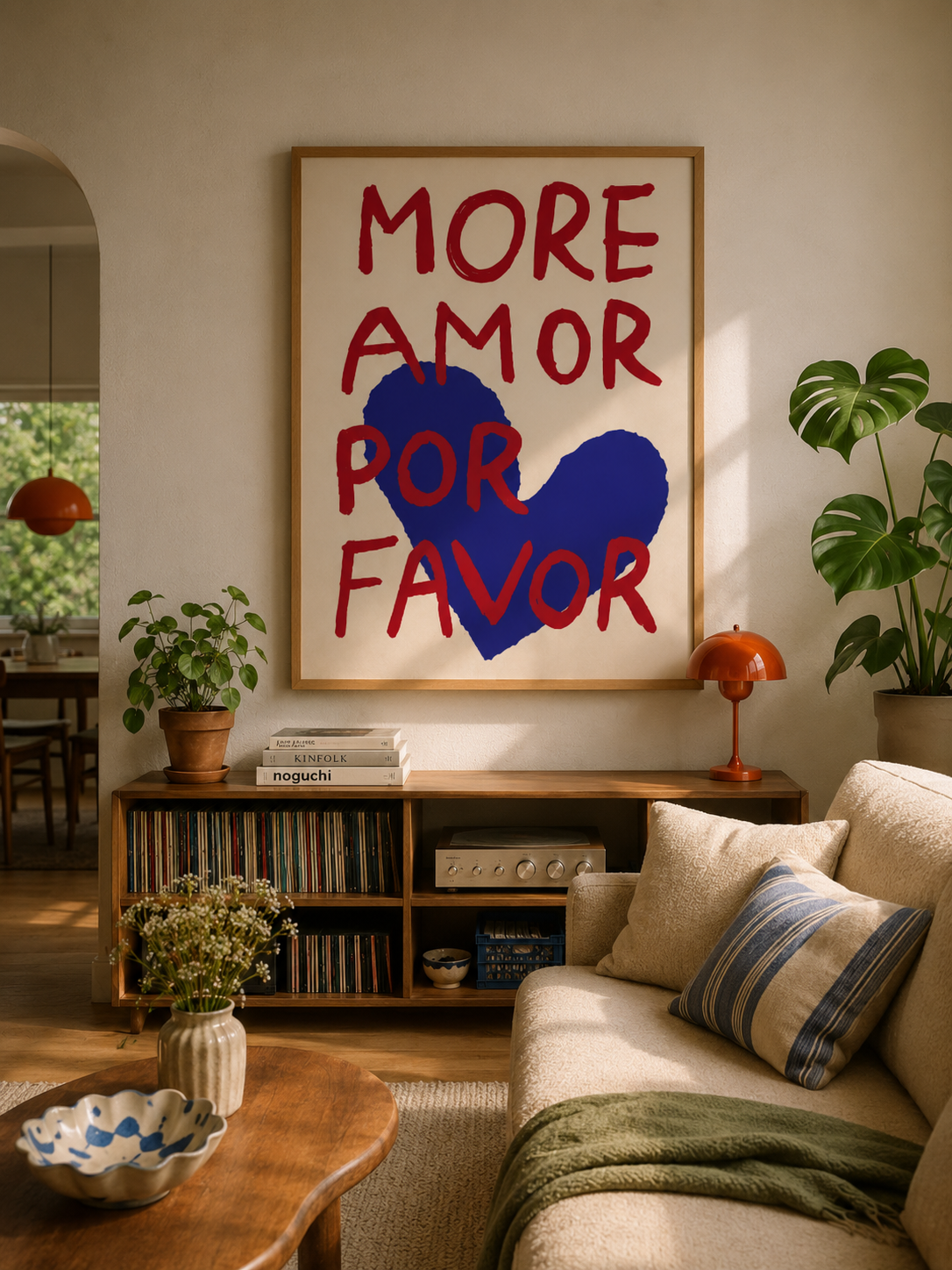 Cuadro Decorativo Moderno Frases Mais Amor Por Favor, Azul