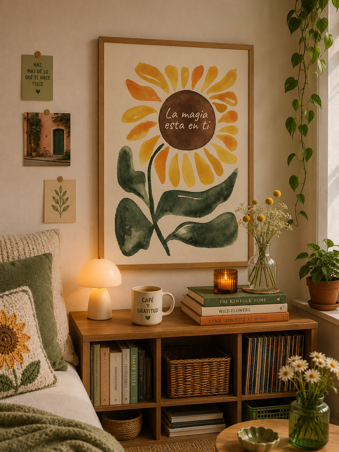 Cuadro Decorativo Moderno Frases La Magia está en TI, Flor, Girasol