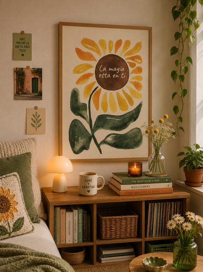 Cuadro Decorativo Moderno Frases La Magia está en TI, Flor, Girasol