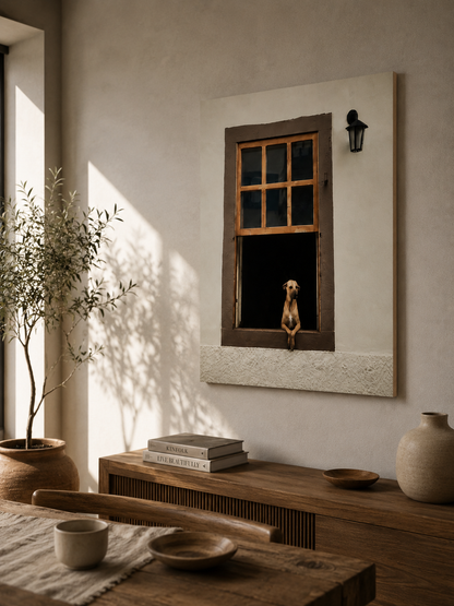 Cuadro Decorativo Moderno Perrito Ventana