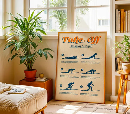 Cuadro Decorativo Surf, Playa, Tabla, Olas y Arena XII Marco Natural