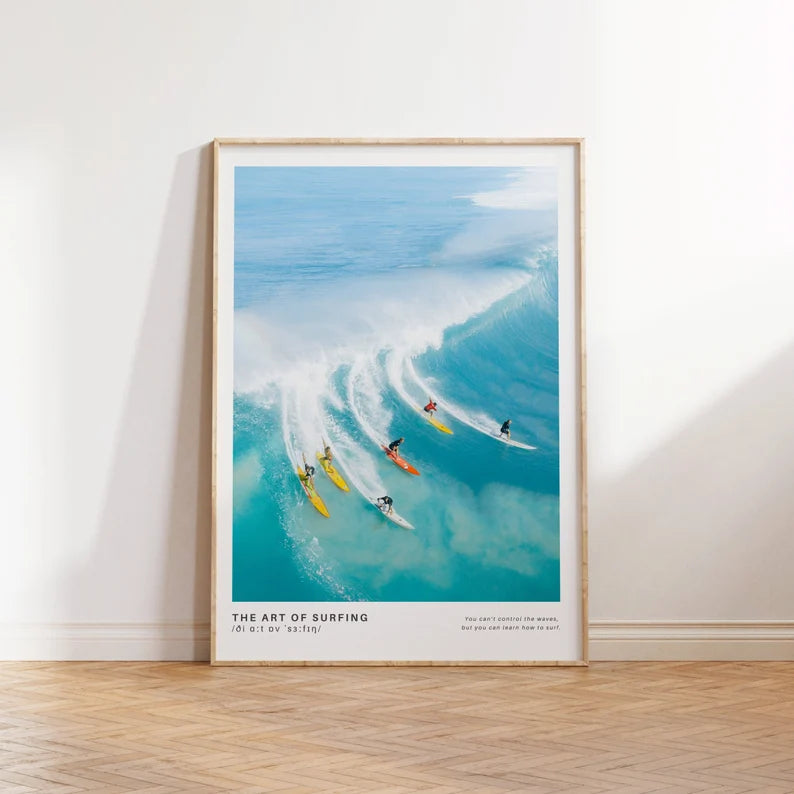 Cuadro Decorativo Surf, Playa, Tabla, Olas y Arena XVV Marco Natural