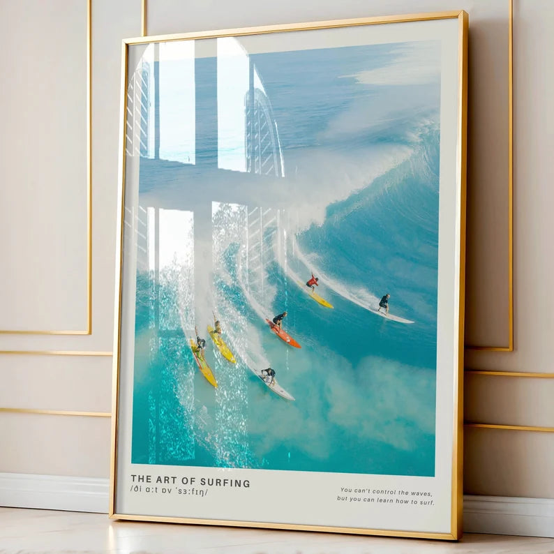 Cuadro Decorativo Surf, Playa, Tabla, Olas y Arena XVV Marco Natural