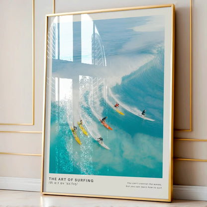 Cuadro Decorativo Surf, Playa, Tabla, Olas y Arena XVV Marco Natural