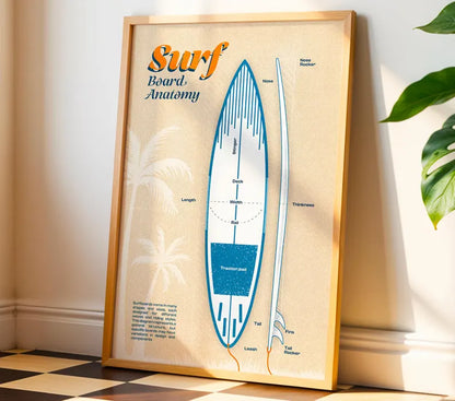 Cuadro Decorativo Surf, Playa, Tabla, Olas y Arena XIV Marco Natural