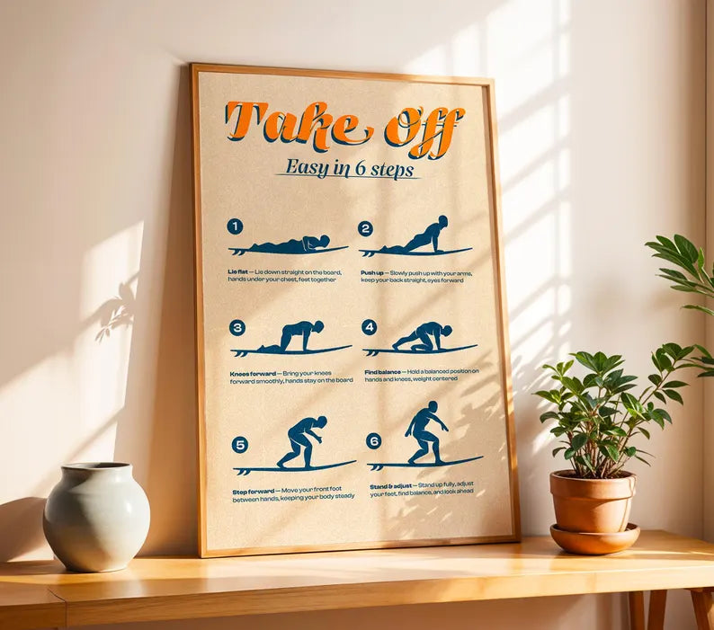 Cuadro Decorativo Surf, Playa, Tabla, Olas y Arena XII Marco Natural