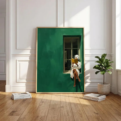 Cuadro Decorativo Modernos, Living, Ventana Mujer, Verde