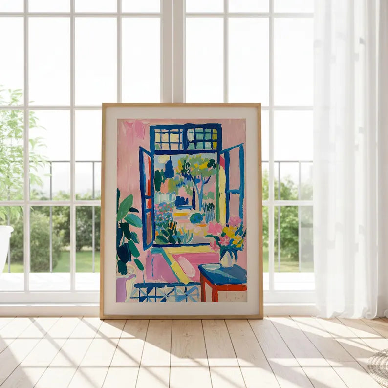 Cuadro Decorativo Moderno Colorido, Ventana Azul