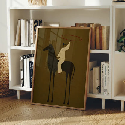 Cuadro Decorativo Figura Jinete Naif, Soga, Verde