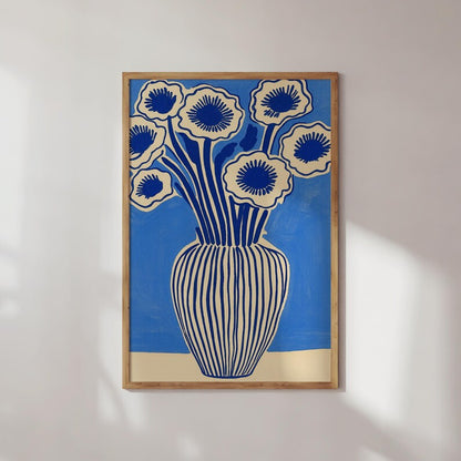 Cuadro Decorativo Moderno Florero Celeste, Flores